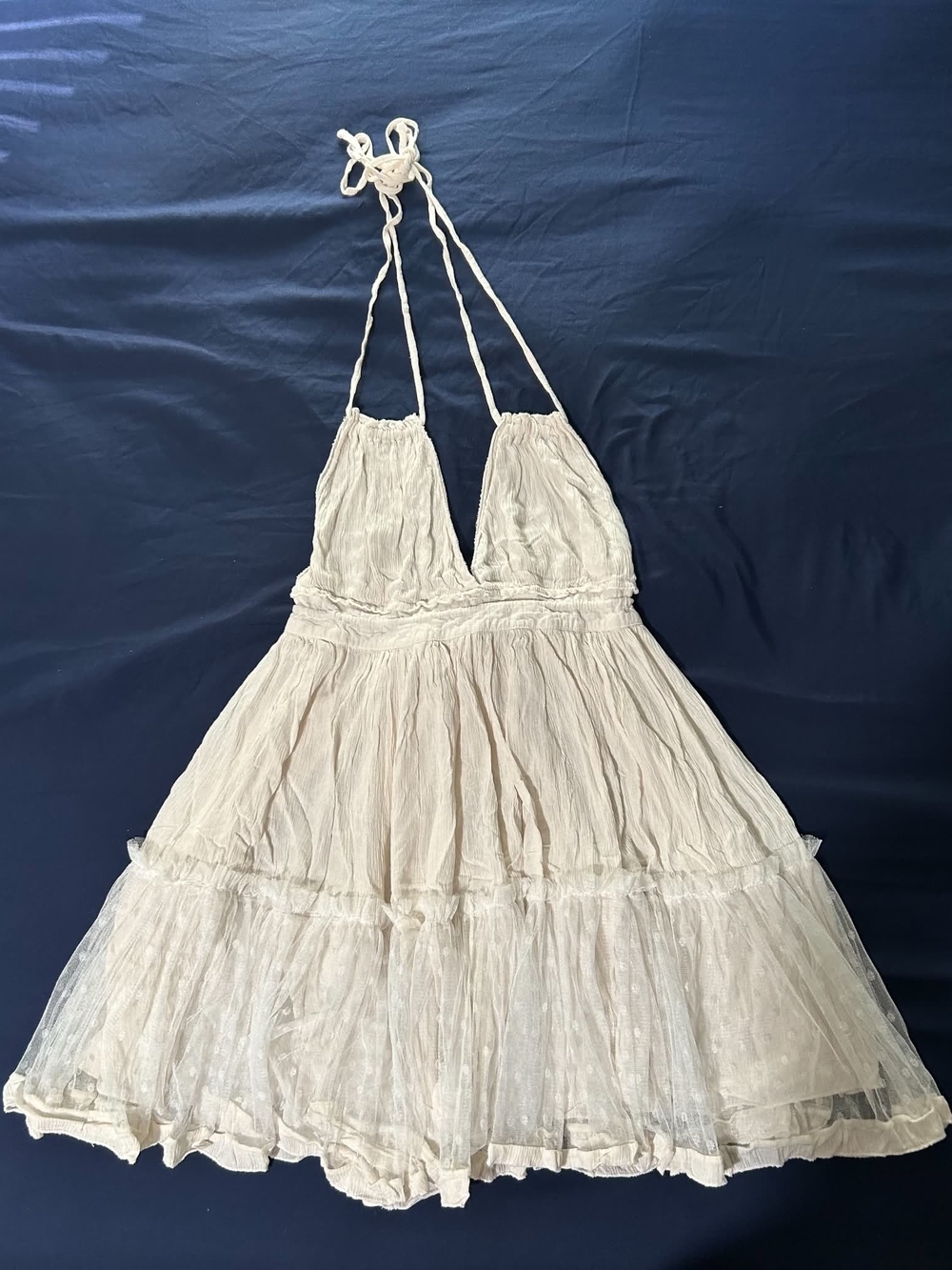 SHEIN Cream Halter Tiered Asymmetrical Summer Dress